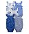 Kit Body 5 Peças Cavado Azul/Branco Flores - 3m (1 a 3 meses) - Carter's - Imagem 1