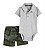 Conjunto 2 peças Polo Cinza/Militar - 6m (3 a 6 meses) - Carter's - Imagem 1