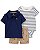 Conjunto 3 peças Dino Azul M/Bege - 6m (3 a 6 meses) - Carter's - Imagem 1