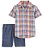 Conjunto 2 peças Xadrez Bermuda Jeans - 2T (2 a 3 anos) - Carter's - Imagem 1