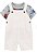 Jardineira Branca Camisa Coqueiro - 3m (1 a 3 meses) - Carter's - Imagem 1