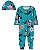 Pijama com pezinho + Touca Verde Flores Rosa  - RN - Carter's - Imagem 1