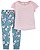 Pijama 2 peças Calça Florida Blusa Rosa - 2T (2 a 3 anos) - Carter's - Imagem 1