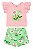 Conjunto Short Saia Flores Rosa/Verde - Tam 2 - Quimby - Imagem 1