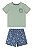 Conjunto Bermuda Leão Verde/Azul - Tam G -  Quimby - Imagem 1
