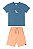 Conjunto Sarja Azul/Laranja - Tam 4 - Quimby - Imagem 1