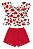 Conjunto Bata Flores Red Short Laise P - Quimby - Imagem 1