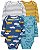 Kit 4 Bodys Carros Azul/Amarelo - 3m (1 a 3 meses) - Carter's - Imagem 1