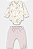 Conjunto Body Calça Xícara/Flores Rosinha - Tam P - Up Baby - Imagem 1