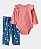 Conjunto Body Calça Floral Rosa/Azul - 3m (1 a 3 meses) - Carter's - Imagem 1