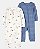 Kit 2 Macacões Fazenda/Listrado Azul - 3m (1 a 3 meses) - Carter's - Imagem 1