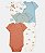 Kit 5 Bodys Dino Listrado Marrom - 6m (3 a 6 meses) - Carter's - Imagem 1