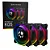 KIT FAN 3 UNIDADES PRETO K05 BLUECASE ARGB - Imagem 1