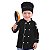 Dólmã Chef de Cozinha Infantil Chapéu Mestre Cuca Preto - Imagem 1