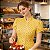 Dólmã Feminina Chef Cozinha Manga Curta Tulipa Estampa Poá Amarelo - Dr Chef - Imagem 4