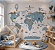 Papel de Parede Personalizado Quarto Infantil Mapa Mundi Azul com Nome dos Países - Imagem 1