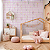 Papel de Parede Infantil Personalizado Xadrez Floral Lilás - Imagem 1