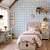 Papel de Parede Infantil Personalizado Xadrez Floral Azul - Imagem 1