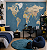 Papel de Parede Personalizado Quarto Mapa do Mundo Azul Sob Medida - Imagem 1