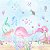 Papel de Parede Personalizado Infantil Aquarela Sereia Rosa Fundo do Mar - Imagem 2