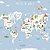 Papel de parede infantil personalizado Mapa Mundi Viagem pelo Mundo Azul - Imagem 2