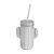 Copo De Vidro com Tampa e Canudo Cactos White 400 ml Pj17124W - Imagem 1