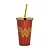 Copo com Canudo Wb DC Or WW Shinny Logo Vermelho e Amarelo 500 Ml - Imagem 2