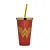 Copo com Canudo Wb DC Or WW Shinny Logo Vermelho e Amarelo 500 Ml - Imagem 1