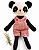 Urso Panda Boneco de Tecido Artesanal roupa vermelha - Imagem 1