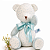 Urso de Tecido Branco e Azul Celeste - Imagem 1