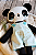 Urso Panda Boneco de Tecido Artesanal roupa verde - Imagem 2
