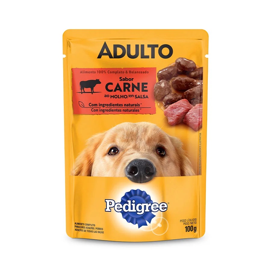 Ração Úmida Pedigree Sachê Carne ao Molho para Cães Adultos 100 g - Imagem 1