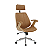 Cadeira Office Kopenhagen Presidente, Est. Madeira, B. Cromada, Estofada C/ Revest. PU - Imagem 9