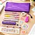 Kit Papelaria Escolar Roxo Com Estojo Canetas E Adesivos - Imagem 5