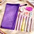 Kit Papelaria Escolar Roxo Com Estojo Canetas E Adesivos - Imagem 7