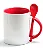 Caneca Reta de Cerâmica Branca com Alça e Colher colorido - Imagem 4