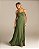 Vestido Longo Drapeado Verde Militar - Imagem 1