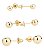 Conjunto Brincos Bola 3mm 4mm 5mm Em Ouro 18k - Imagem 1