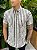 Camisa de linho listrada manga curta - Imagem 2
