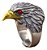 Anel Ajustável Eagle Red Eyes Falcão Águia Força + Bag Lobo - Imagem 7