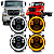 KIT 4 FARÓIS LED COMPLETO 5.75 ANGEL EYES 6000K C/SUPORTE MB ATRON 1319 2324 1635 - Imagem 1