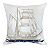 Almofada Rústica Branco Barco Azul Marinho 52x52 - Imagem 1