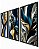Quadro Decorativo Trio Folhagem Abstrata com Ondulações Líquida Azul e Dourado - Imagem 9