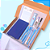 Kit Papelaria Azul Caderneta Anotações Bloquinho - Imagem 4