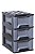 GAVETEIRO PRETO C/03 GAVETAS PRATA - 46X33X53 CMS - Imagem 1
