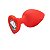 Plug Anal de Coração em Silicone Médio - Vermelho com Pedra Transparente - Imagem 1