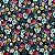 TECIDO VISCOSE ESTAMPADA (FLORES COLORIDAS E FUNDO PRETO) - Imagem 1