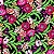 TECIDO VISCOSE ESTAMPADA (FLOR ROXA E ROSA  FUNDO PRETO) - Imagem 1
