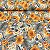 TECIDO GORGURINHO MISTO | 2,20m | FLORAL LARANJA 02116002A - Imagem 1