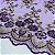TULE BORADADO RENDA CORD FIO METALICO | 1,30m | Roxo / Dourado - Imagem 4